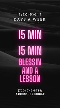 a poster with the words 15 minutes of blessing and a lesson